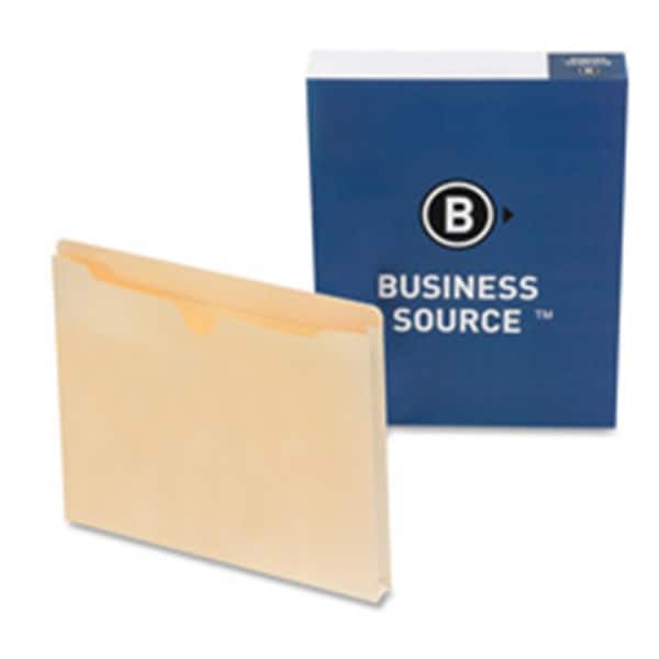 Business Source File Pocket- Straight Cut Tab- 1in. Exp.- Letter- Manila BSN65797 - main